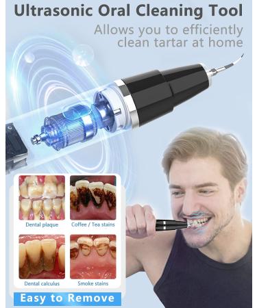Ultrasonic Tooth Cleaner - Plaque Remover with 5 Adjustable Modes and LED - Safe & Effective Teeth Stain and Tarter Removal (Black) - Buy Online on GoSupps.com