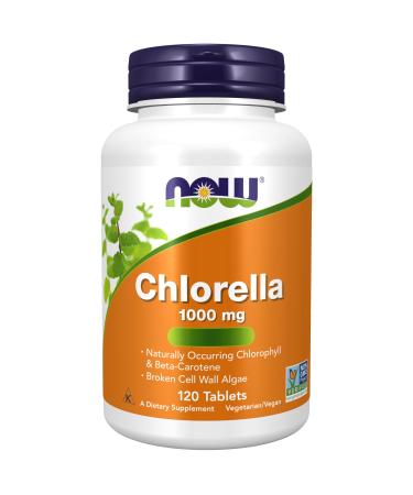 Now Foods Chlorella 1.000mg with Broken Cell Walls 120 Vegan Tablets Lab-Tested Soy Free Gluten Free Vegetarian Non-GMO
