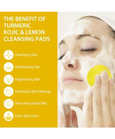 Turmeric Kojic Acid Cleansing Pads for face Brightening Kojic and Turmeric Lemon Exfoliating Pads Facial Resurfacing Pads Face Wipes Peel Pads for Dark Spots Exfoliant Pads for Face 50 Pads - Buy Online on GoSupps.com