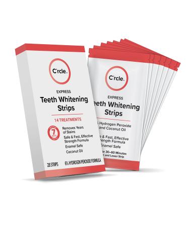 C rcle Express Teeth Whitening Strips - 6% Hydrogen Peroxide Enamel-Safe Formula for Sensitive Teeth and Packed with The Antimicrobial Power of Coconut Oil | Whiter Teeth in 7 Days (28 Count) 28 Count (Pack of 1) - Buy Online on GoSupps.com