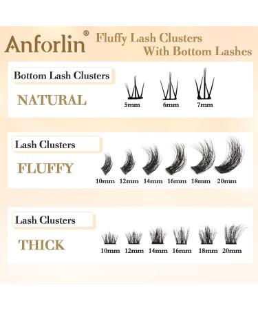 Fluffy Lash Clusters 10-20mm | 3D D Curl Eyelash Extensions - 154 PCS Natural DIY Lashes | Anforlin - Buy Online on GoSupps.com