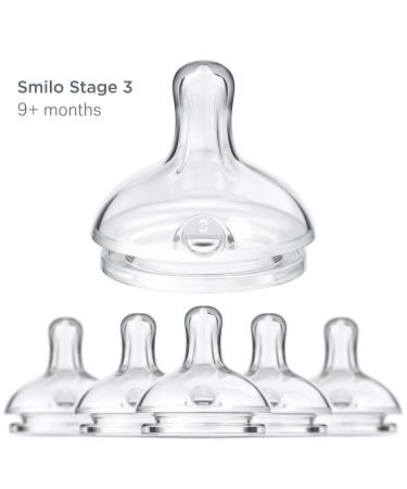 Smilo Anti-Colic Bottle Nipple Fast Flow Stage 3 - 9M+ | Pack of 6 | Smooth Flow Design | Anti-Colic Relief | Suitable from 9 Months - Buy Online on GoSupps.com