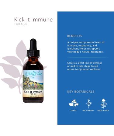 WishGarden Herbs Kick-It Immune for Kids - Herbal Immune Defense & Booster with Echinacea and Elder - 2oz - Buy Online on GoSupps.com