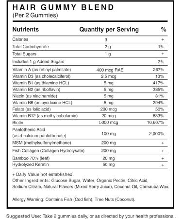 RE:ROOT Hair Beauty Gummies 5000 mcg Biotin Collagen Keratin MSM Hair Skin & Nails Support Vegan Berry Flavor 60 Gummies - Buy Online on GoSupps.com