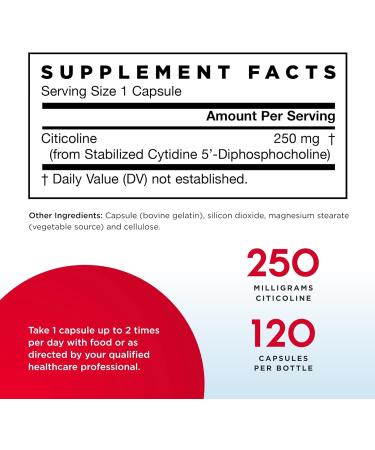 Jarrow Formulas Citicoline (CDP Choline) 250mg - 120 Capsules x 2 (240 Servings) - Brain Health & Attention Support - Buy Online on GoSupps.com