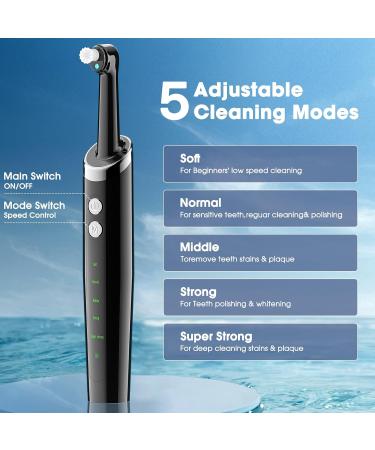 Hangsun Rechargeable Tooth Polisher - Dental Teeth Whitening Kit 5 Brush Heads 5 Speed Modes IPX6 Waterproof - Buy Online on GoSupps.com