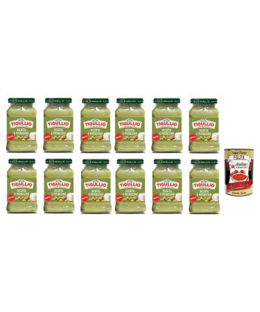 Italian Gourmet E.R. Lot de 12 sauces Star Tigullio GranPesto Ricotta e pistacchio pesto avec ricotta et pistaches 185 g sauce + polpa gourmet italien 400 g