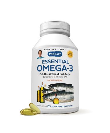 ANDREW LESSMAN Essential Omega-3 Orange - 180 Softgels - Ultra-Pure High Potency Omega-3 Oils. High DHA No Stomach Upset No Contaminants No Mercury. Small Easy to Swallow Softgels 180 Count (Pack of 1)