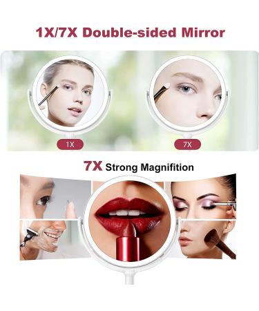 3 Color Lighted Makeup Mirror with 1X/7X Magnification and 60 LED Lights - Rechargeable and Adjustable Vanity Mirror for Women - 360 Degree Rotation - Buy Online on GoSupps.com