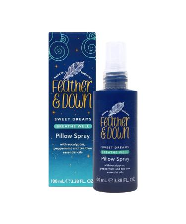 Feather & Down Breathe Well Pillow Spray (100ml) - Soothes and aids Breathing with Eucalyptus Peppermint & Tea Tree Essential Oils. Vegan Friendly & Cruelty Free.