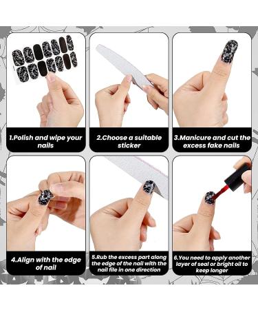 Skull Full Wrap Nail Stickers - 168 Pieces Gothic Art 3D Self Adhesive Decals with Nail File - Skeleton Style - Buy Online on GoSupps.com