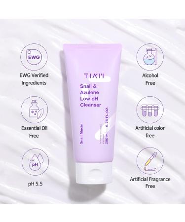 TIA M TIAM Snail & Azulene Low pH Gel Facial Cleanser | Anti-Acne Treatment for Sensitive Skin | 6.76 Fl. Oz - Buy Online on GoSupps.com