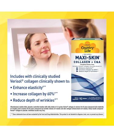 Country Life Tri Layer Maxi-Skin Collagen + C&A - 90 Tablets for Youthful Skin - Buy Online on GoSupps.com