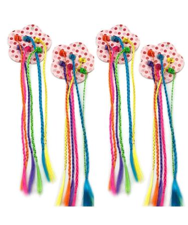 24 Pieces Neon Hair Clips Nylon Braided Hair Neon Hair Braid Nylon Clip-on Braided Hair with Hair Braid Extensions for Birthday Party Favors and Children Performance (Colorful)