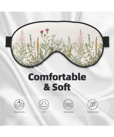Herbs & Wildflowers Double-Sided Sleep Mask - Adjustable Soft Eye Covers for Restful Sleep & Eye Edema Relief - Buy Online on GoSupps.com