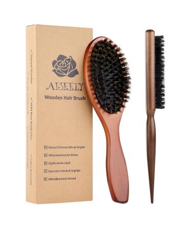 Wild boar brass brush Aisely 2 pieces Sleek Bun brush made of wood hair brush brush Boar Bristle Hair Brush Schweifkamm Professional reduced hair breakage and frizz brush set - Buy Online on GoSupps.com