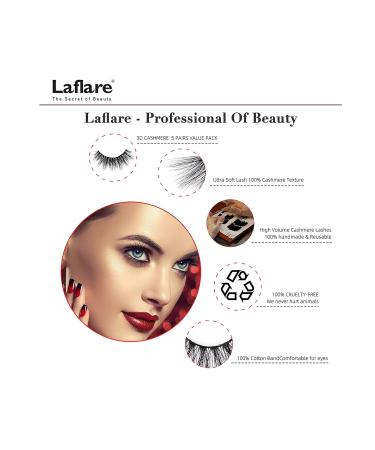 Laflare 3D Cashmere False Eyelashes Multipack - Ultra Soft and Luxurious 5 Pairs Value Pack (109X5P) - Cruelty-Free and Reusable Glam Fake Eyelashes - Buy Online on GoSupps.com