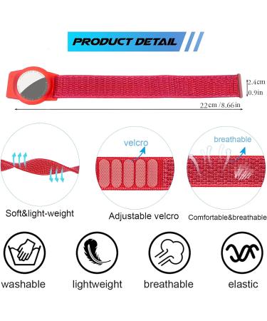 Dingfeiyu Airtag Waterproof Wristband - Adjustable Anti-Lost Bracelet for Kids & Adults - Red Nylon Band for Apple Airtag - Buy Online on GoSupps.com