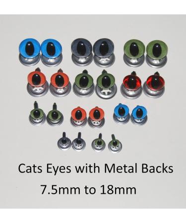 Pack of 5 Pairs - Mixed Cats Crystal Eyes with Metal Backs - 9mm - Safety Eyes for Soft Toys or Teddy Bears - Buy Online on GoSupps.com
