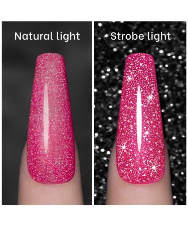 RARJSM Pink Gel Nail Polish - 7.5ml Reflective Glitter Neon Shimmer | Summer Candy Collection - Buy Online on GoSupps.com