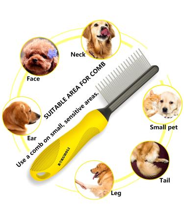 BORUHOLI Self-Cleaning Slicker Brush and Comb Kit for Dogs, Cats, and Pets - Deshedding Tools (Yellow) - Buy Online on GoSupps.com