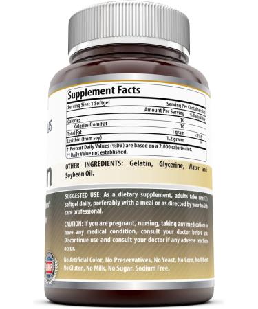 Amazing Formulas Lecithin Dietary Supplement 1200mg Softgels - Brain & Cardiovascular Health Support - Non GMO, Gluten Free - 240 Count - Buy Online on GoSupps.com