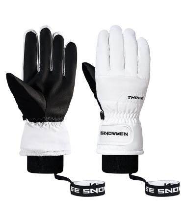 Winter Ski Snow Gloves for Men Women Touchscreen Waterproof Gloves for Winter Large White
