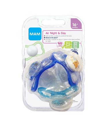 MAM Air Day & Night Pacifier 3 Pack - Glows in the Dark - 16+ Months - Sensitive Skin - Boy - 3 Count - Buy Online on GoSupps.com