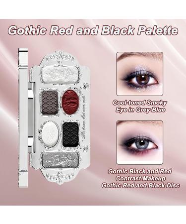 KINDLUME Eyeshadow palette 6 colors series Swan ballet with swan relief in cold red blue gray 4 matte and 2 glossy creamy texture super pigmented for eye makeup - Buy Online on GoSupps.com