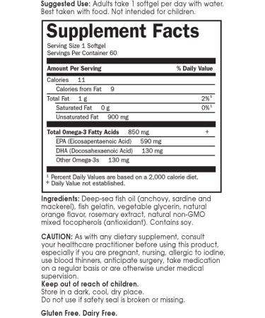 Minami Nutrition Supercritical Omega-3 Fish Oil - 850 mg, 2 Bottles (60 Softgels Each) - Pure Orange Flavor - Buy Online on GoSupps.com