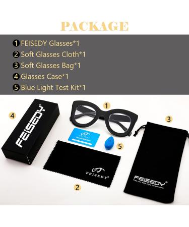 FEISEDY Retro Oversized Blue Light Blocking Reading Glasses - Anti Glare Thick Frame for Digital Eye Strain - B2980 Black Frame 2.0x - Buy Online on GoSupps.com