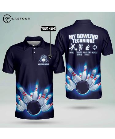 LASFOUR Personalized Funny Bowling Shirts for Men - Short Sleeve Bowling Polo - Crazy Team Style3 - Buy Online on GoSupps.com