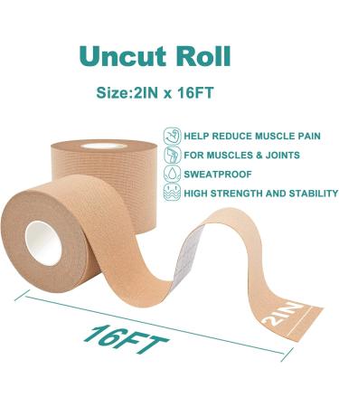 DIMORA Kinesiology Tape - Strong Support for Sports Recovery & Pain Relief - 2 x 16ft Beige Roll - Buy Online on GoSupps.com