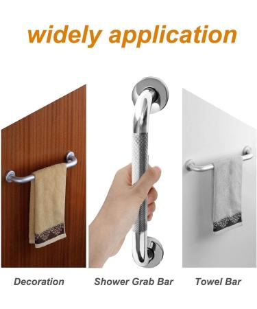 ZUEXT 12 Inch Anti Slip Shower Grab Bar Handle - Chrome Finish Stainless Steel Bathroom Balance Bar - Safety Hand Rail for Elderly and Handicap - Pack of 1 - Buy Online on GoSupps.com