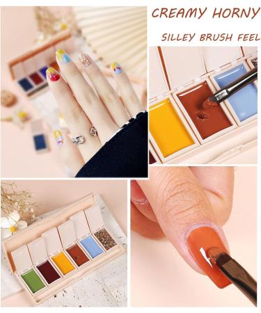 RoseFlower Solid Gel Nail Polish Palette 6 Colors Pudding Gel Nail Polish Palette with Nail Brush Green Solid Gel Polish UV Manicure Nail Art Kit Soak Off Portable Gift for Mom/Girls/Friend DIY Home #4 - Buy Online on GoSupps.com