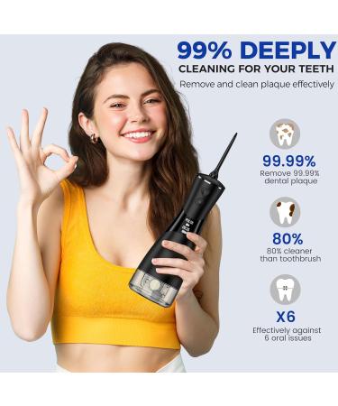 350ML Cordless Water Flosser - Rechargeable Oral Irrigator with 7 Jet Tips & 5 Pressure Modes for Teeth Cleaning | Ideal for Home & Travel (Black & Gray - Buy Online on GoSupps.com