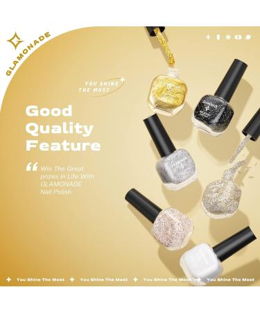 Glamonade 6-Piece Water-Based Nail Polish Set - Non-Toxic DIY Kit for Women and Girls - Golden Silvery Shades - 0.24oz Each - Buy Online on GoSupps.com