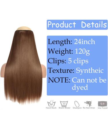 Hair Extensions Straight Hair Extensions 24" Long Straight One Piece 5Clips Clip in Hair Extensions Synthetic Hairpieces for Woman Hair Pieces(SG66 H12-24) 24inches SG66 H12-24 - Buy Online on GoSupps.com