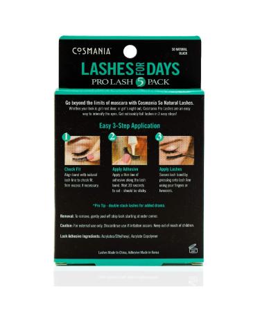 Cosmania Lashes for Days False Eyelashes (So Natural) - Fuller & Natural Looking | Easy to Apply | Cruelty Free - 5 Pack/2 Pair - Buy Online on GoSupps.com