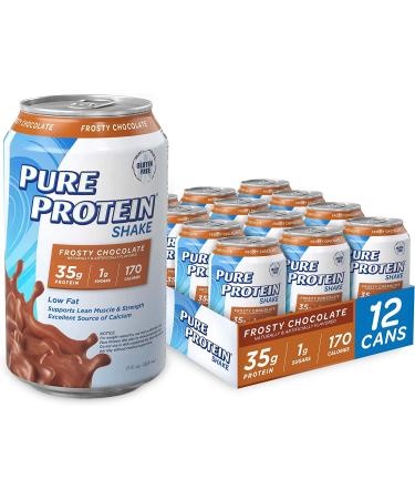 Pure Protein Frosty Chocolate Protein Shake, 35g Complete Protein, Ready to Drink and Keto-Friendly, Excellent Source of Calcium, 11 Fl Oz (Pack of 12)