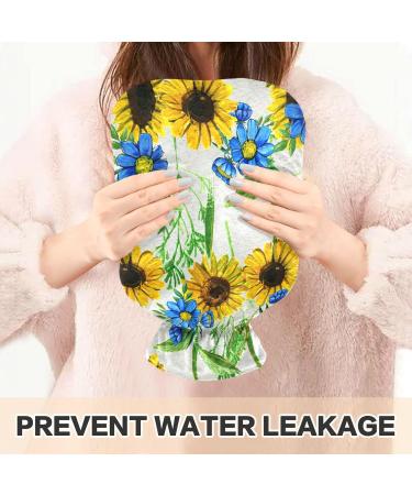 Sunflowers Hot Water Bottle 2L - Large Pain Relief Bag with Cover for Bed Hand & Feet - Buy Online on GoSupps.com