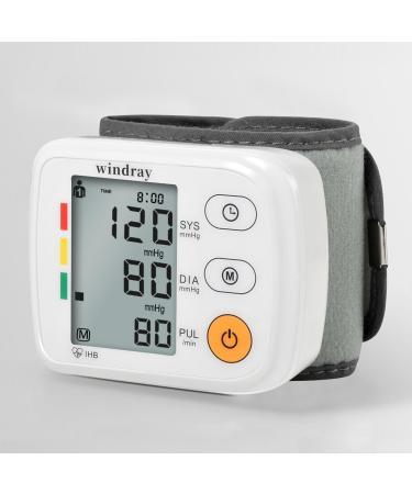 Wrist Blood Pressure Monitors Windray Automatic Digital BP Machine Accurate - Adjustable Cuff Portable LCD Display 120 * 2 Readings Memory Function
