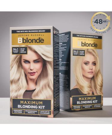 Jerome Russell Bblonde No.2 Maximum Blonding Hair Dye Kit with Avocado Oil - Permanent Blonde Hair Dye for Blonde to Medium Brown Hair (6-7 Shades Lift) - Buy Online on GoSupps.com