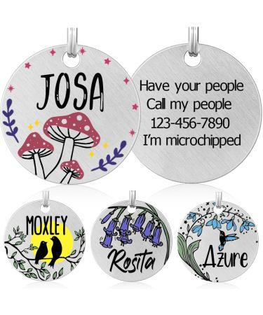 Colored dog brands with engraving personalized dog brand made of stainless steel engraved dog pendants with name animal brand for dogs and cats dog name tags for collar (mushroom)