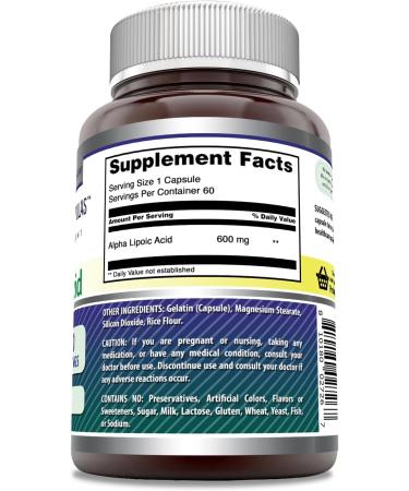Amazing Formulas Alpha Lipoic Acid Supplement - 600mg | 60 Non-GMO Gluten Free Capsules | Made in USA - Buy Online on GoSupps.com