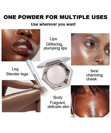 Diamond Shimmer Highlighter Palette with Brush - Glitter Sparkles for Face, Body, Cheek - Illuminator Makeup for Nose, Eyes, Contour - (01 Diamond White) - Buy Online on GoSupps.com