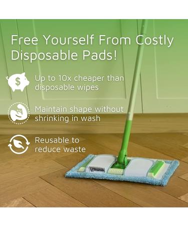 Swiffer-Compatible 12.5'' Reusable Microfiber Mop Refill Pads - 4 Pack | Washable for Hard Floor Cleaning - Buy Online on GoSupps.com