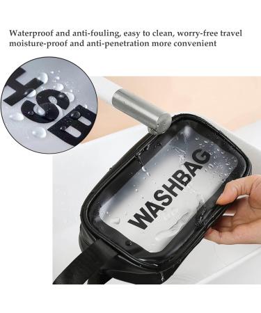 3 Pcs Waterproof Clear Toiletry Travel Bags Set - Women's Portable Black Cosmetic Makeup Wash Bags | Large Toiletries Organizer Kit - Buy Online on GoSupps.com
