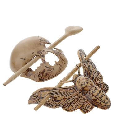 Lurrose Gothic Skull Hairpins - 2pcs Horror Skeleton Hair Fork Sticks for Women | Halloween Hair Accessory - Buy Online on GoSupps.com