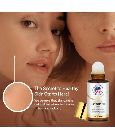 Happy U.S Organic Castor Oil Roll On For Face and Body Cold Pressed 100% Pure Hexane Free Castor Oil Unrefined - Stimulate Hair Growth Moisturize Skin Wrinkles Dark Circles Beauty Rollerball - Buy Online on GoSupps.com